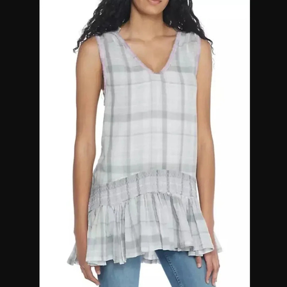 Free People Run With Me Cotton Plaid Mini Dress - Picture 3 of 8